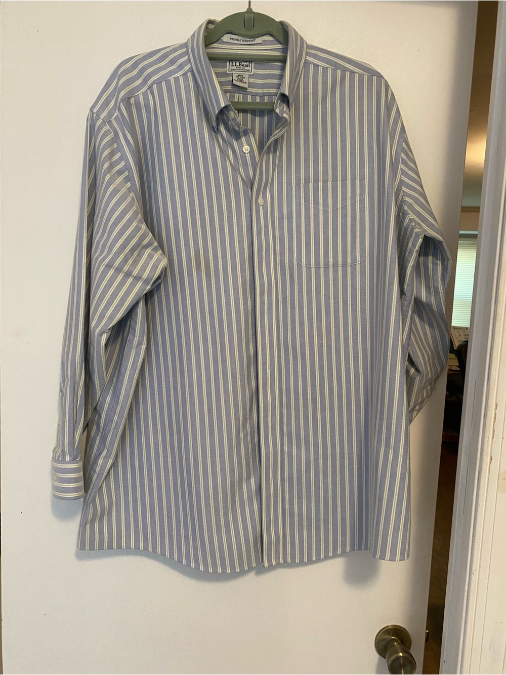 L.L. Bean Men's Light Blue and White Striped Dress Shirt NWOT